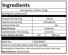 Cantharis 30C pellet packaging and dosing guide