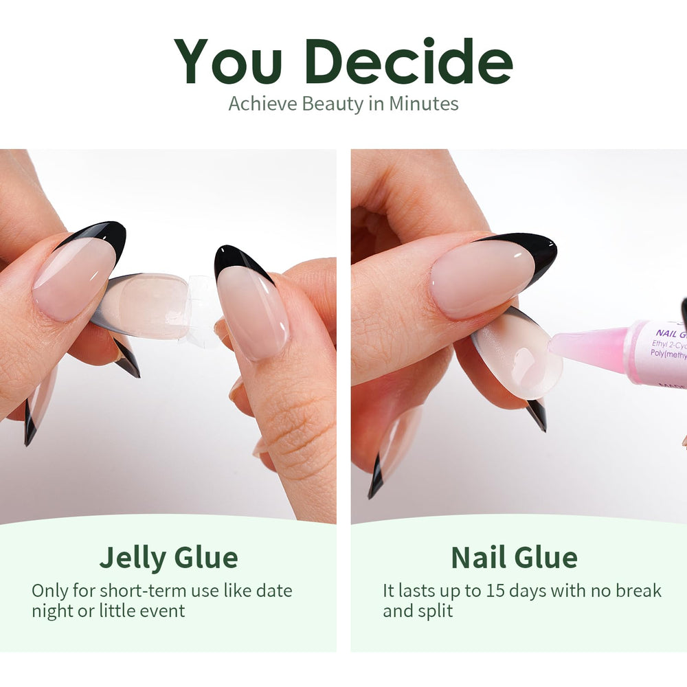 Canvalite cat eye nails short almond green includes glue remover