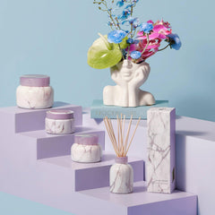 Etched glass collar detail on Capri Blue Modern Marble diffuser