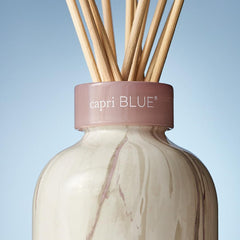 Reed sticks soaking in scented oil from Capri Blue diffuser