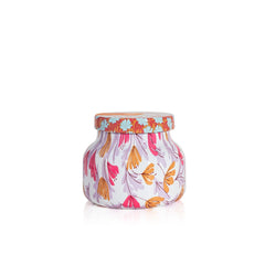 Capri Blue Pattern Play 8 oz Pineapple Flower candle – front view in glass jar
