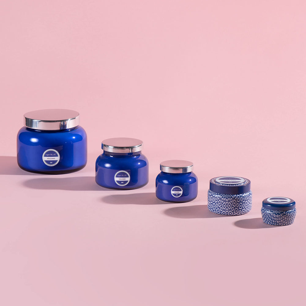 Capri Blue Volcano mini tin candle in a modern home decor setting