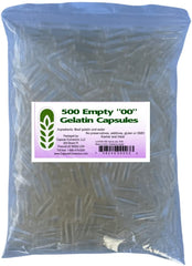 USA-made size 00 bulk gelatin capsules in resealable bag - front view