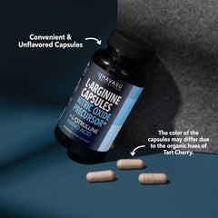 Close-up of L-Arginine and L-Citrulline capsules