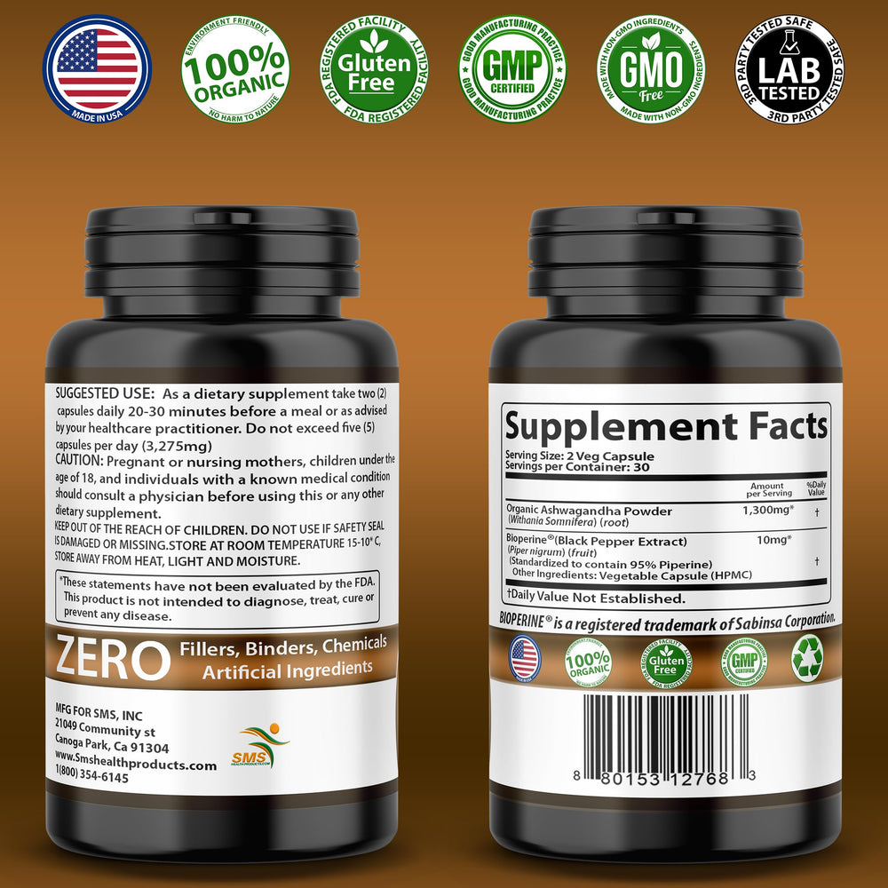 Two Ashwagandha capsules in hand
