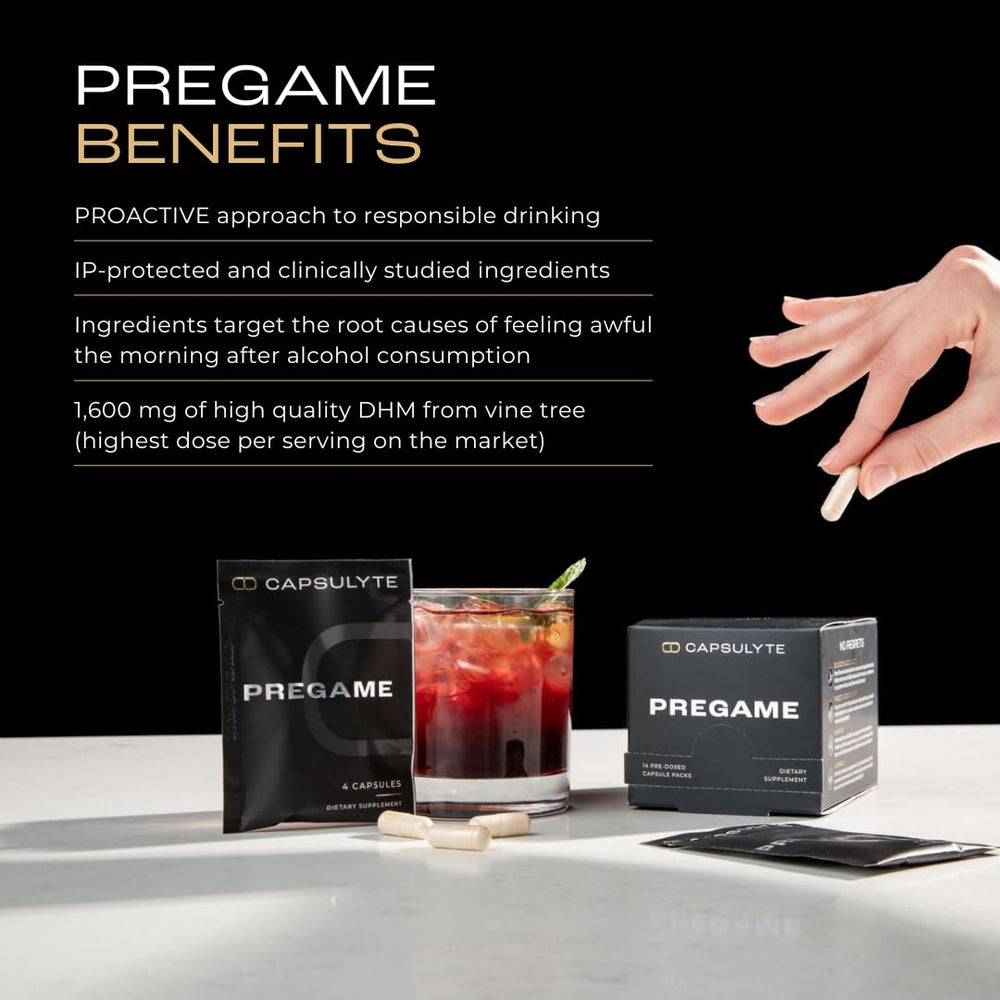 CAPSULYTE Pregame packaging box with clear dosage info