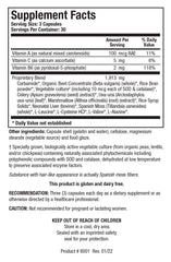 Back label panel of Carbamide Plus 90 capsules bottle