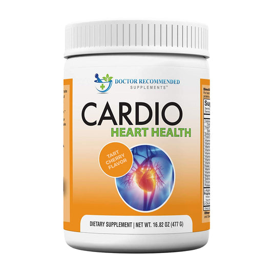 Cardio Heart Health Powder bottle label displaying L-Arginine 5000mg and L-Citrulline 1000mg