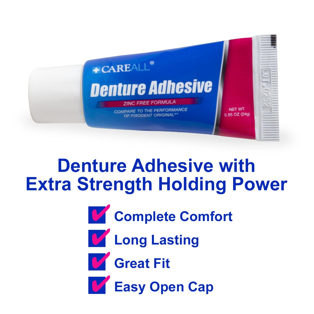 Travel-size bulk value pack of CareAll denture adhesive