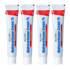 CareAll Hydrocortisone 1% tube pack-4 closeup for itchy skin relief.
