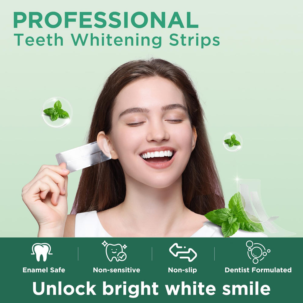 Applying Carebest whitening strip to teeth