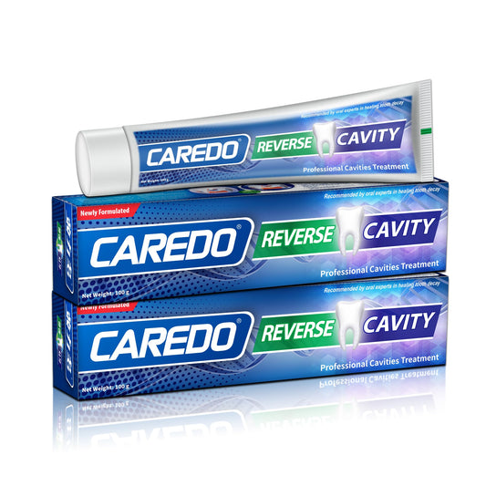CAREDO hydroxyapatite toothpaste box labeled Upgraded Taste
