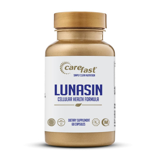 Carefast Lunasin bottle and capsules on white background