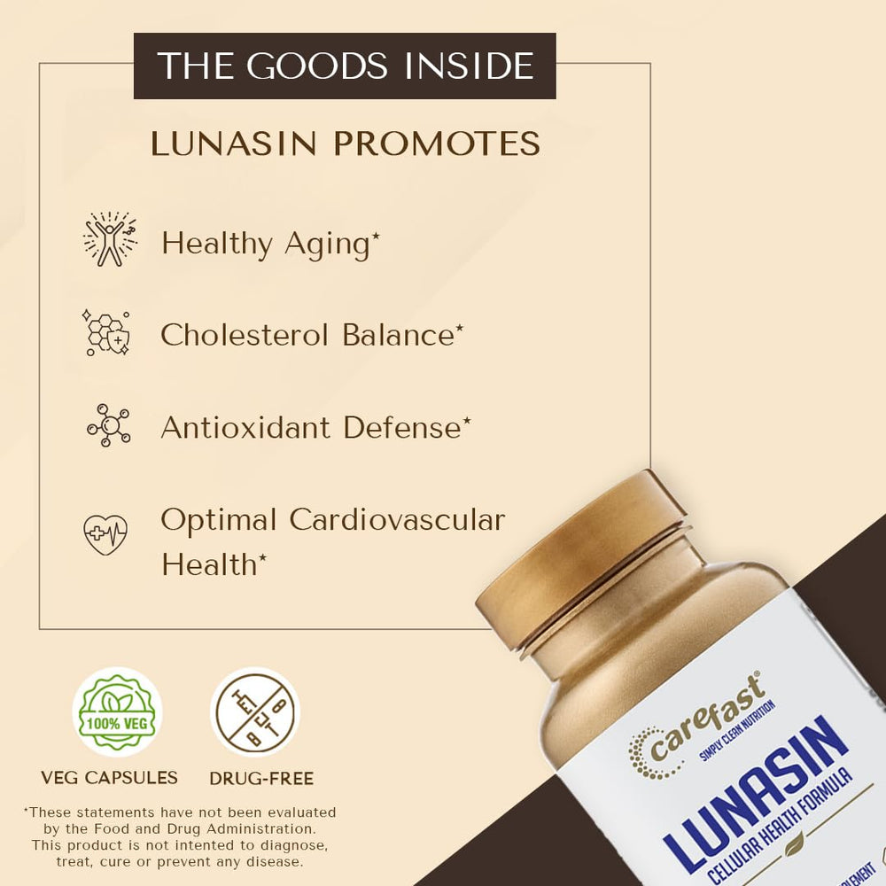 Vegan-friendly Lunasin capsules shown with label