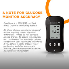 CareSens N meter kit compatibility shows test strips ready for CareSens N devices.