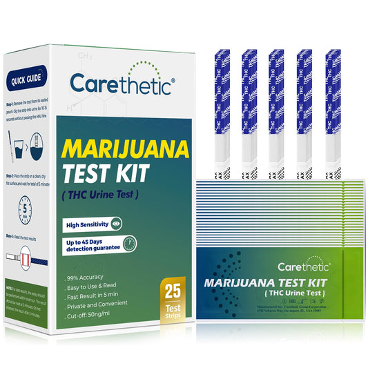 Carethetic THC drug test kit 25-pack packaging