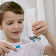 Dentist-developed CariFree Gel 1100 on a bathroom counter
