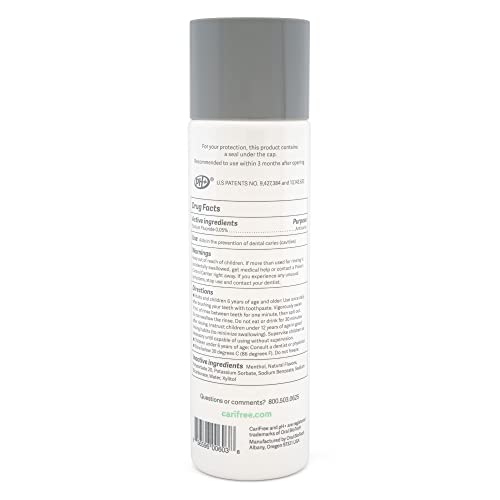 Close-up of 0.05% fluoride content on CariFree label