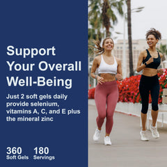Natural antioxidants concept with vitamins A, C, E and selenium