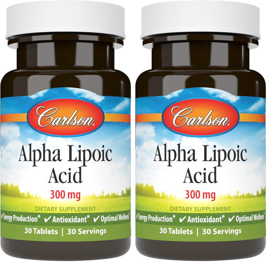 Carlson Alpha Lipoic Acid 300 mg bottle – front view