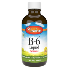 Carlson B-6 Liquid Vitamin B-6 Berry Lemonade 120 mL bottle label