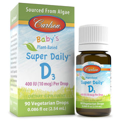 Close-up of Carlson Baby D3 Drops bottle