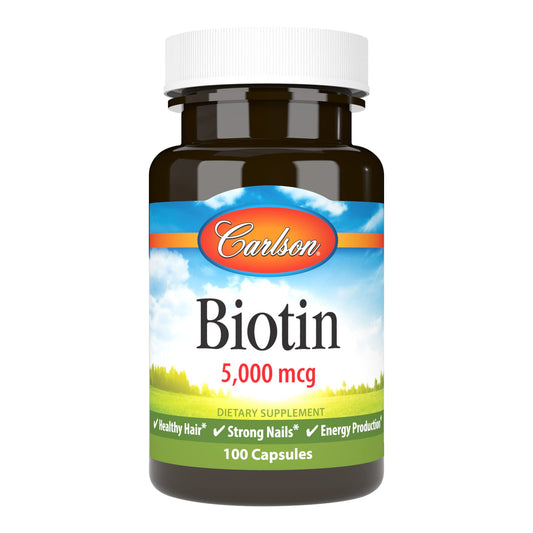 Carlson Biotin 5000 mcg bottle label