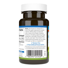 Back of Carlson Biotin 5000 mcg bottle showing supplement facts