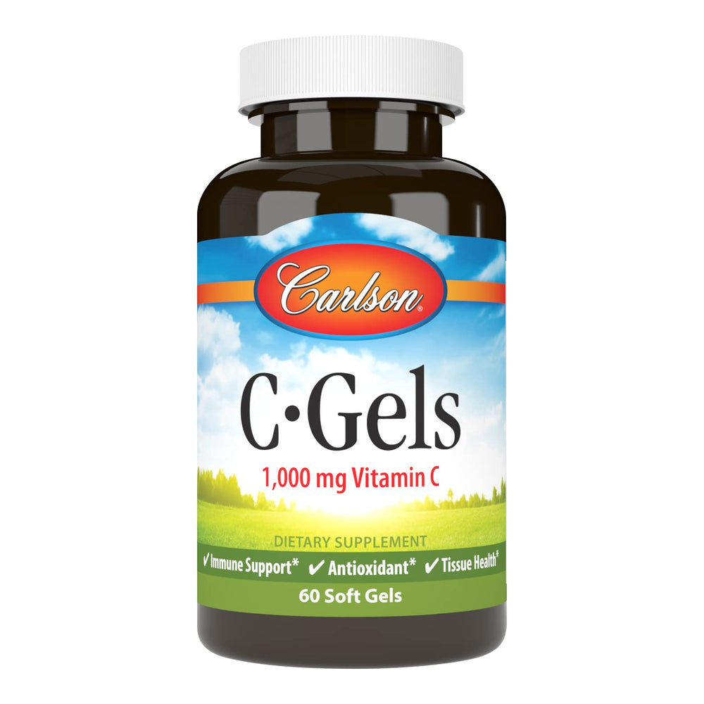 Carlson C-Gel 1000 mg Vitamin C bottle on white background