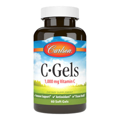 Carlson C-Gel 1000 mg Vitamin C bottle on white background