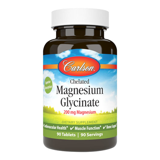 Carlson Chelated Magnesium 200 mg bottle – front view