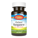 Carlson Chelated Manganese 20 mg bottle with 100 tablets label