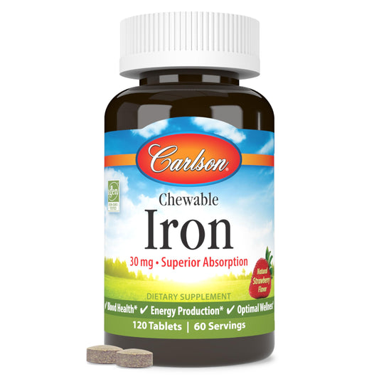 Carlson Chewable Iron 30 mg bottle with 120 tablets