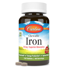 Carlson Chewable Iron 30 mg bottle with 120 tablets