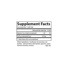Nutrition facts panel on Co-Q10 bottle