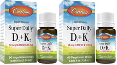 Two-bottle Carlson Super Daily D3 + K2 pack front view
