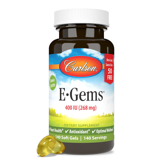 Carlson E-Gems Vitamin E Soft Gel bottle front view
