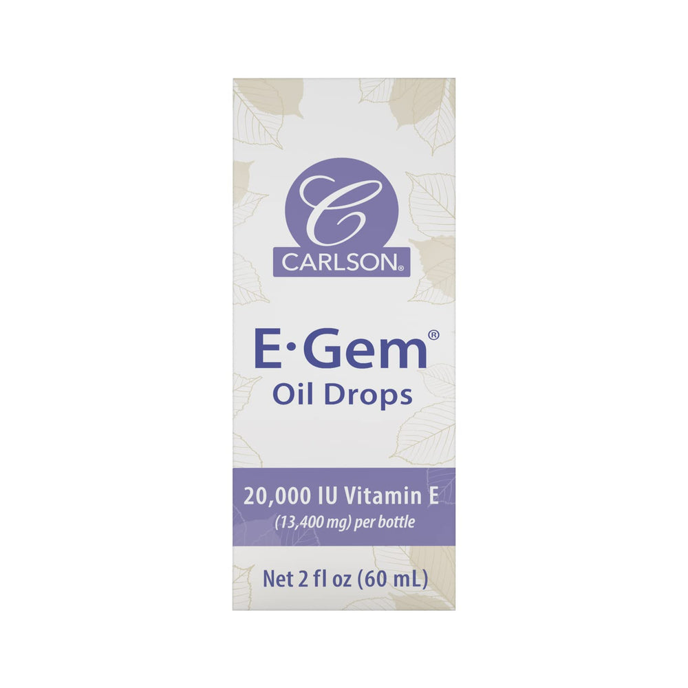 Side view of Carlson E-Gem Oil Drops bottle