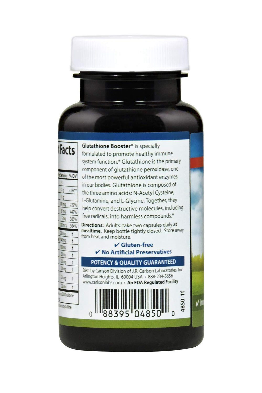 Two Carlson Glutathione Booster bottles representing a pack of 2