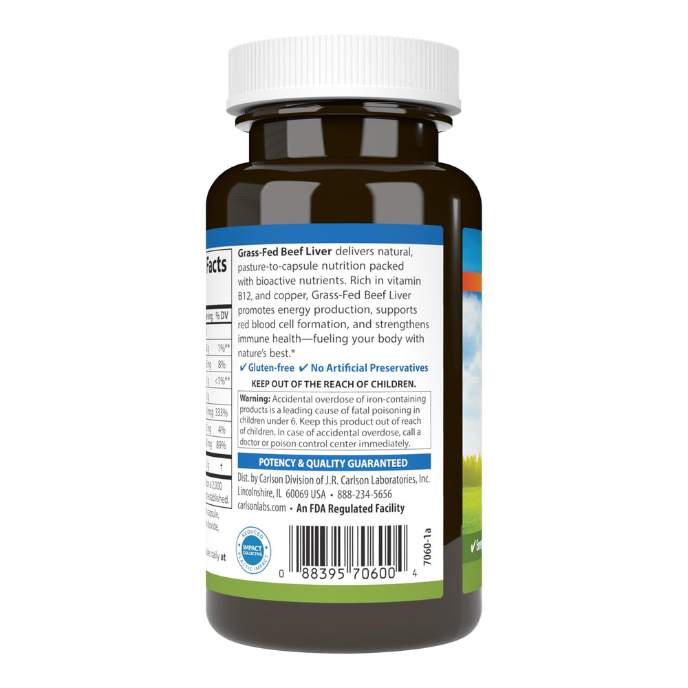 Nutrition highlights showing Vitamin B12 and copper on the bottle