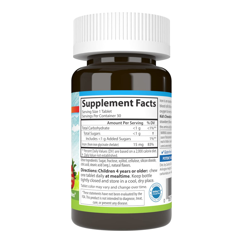 Nutrition label detail showing 15 mg iron per serving
