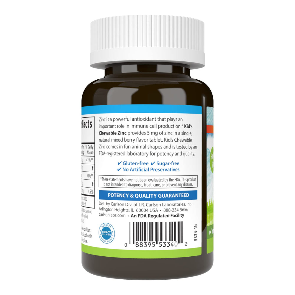 Carlson Kids Zinc bottle with 160 tablets