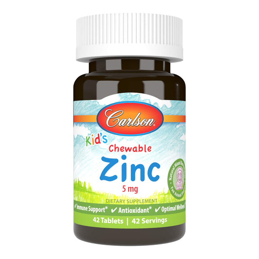 Carlson Kids Chewable Zinc 5 mg berry flavor chewable tablet – animal-shaped