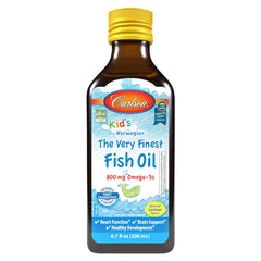 Front view of Carlson Kid's The Very Finest Fish Oil Liquid lemon 200 ml
