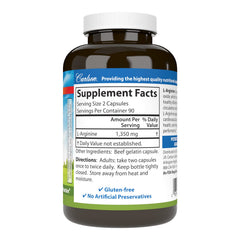 Supplement facts label for L-Arginine 675 mg