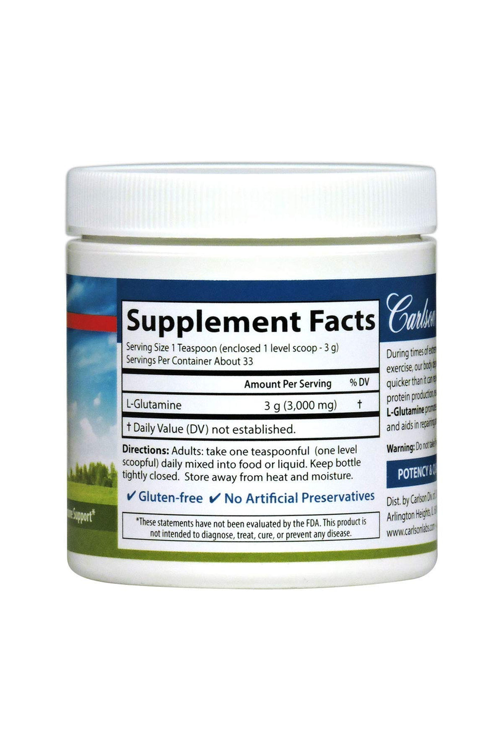 Carlson L-Glutamine powder jar 100 g