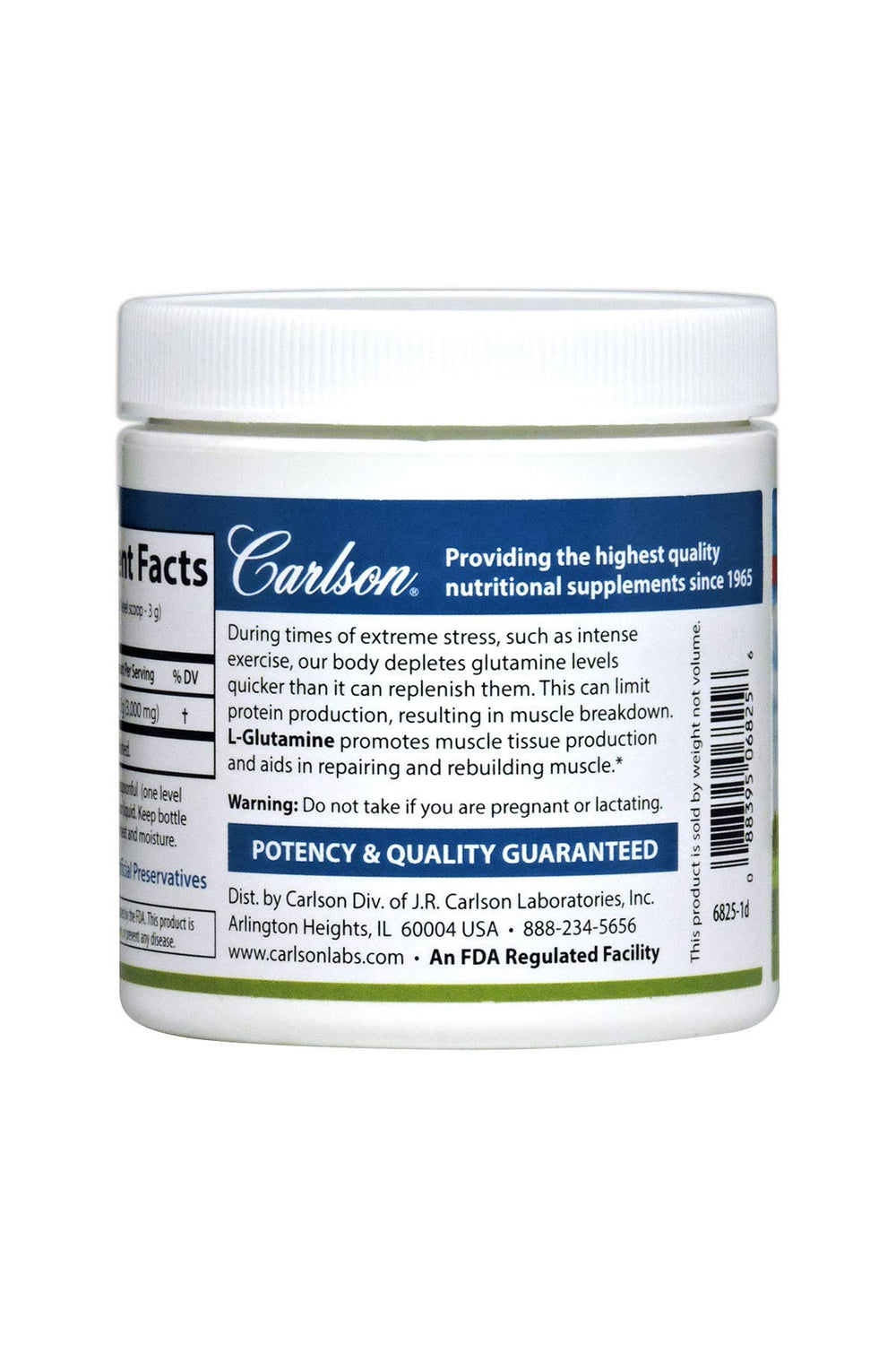 Packaging of Carlson L-Glutamine powder