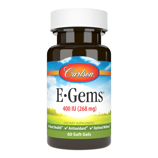 Carlson Labs E-Gems Natural Vitamin E 400 IU softgels bottle front label