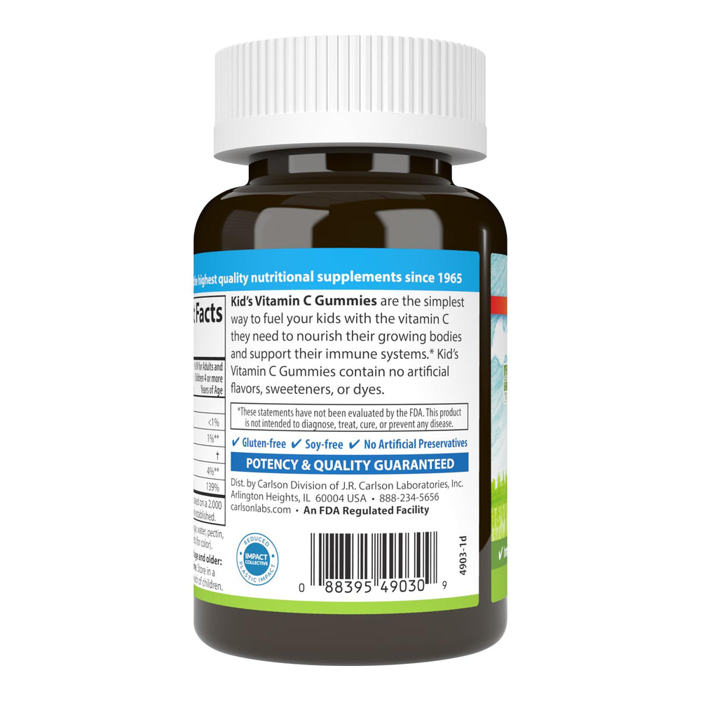 Front view of Carlson Labs Kids Vitamin C Gummies bottle
