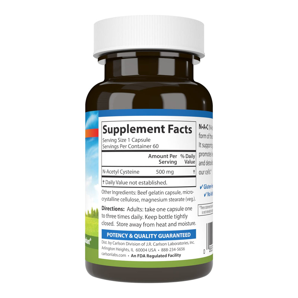 NAC N-Acetyl Cysteine bottle labeled 500mg